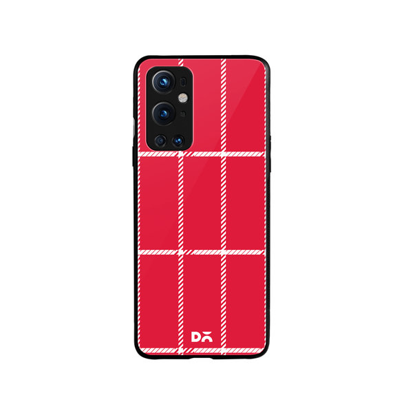 DailyObjects Red Rose Rope Checks Glass Case Cover For OnePlus 9 Pro