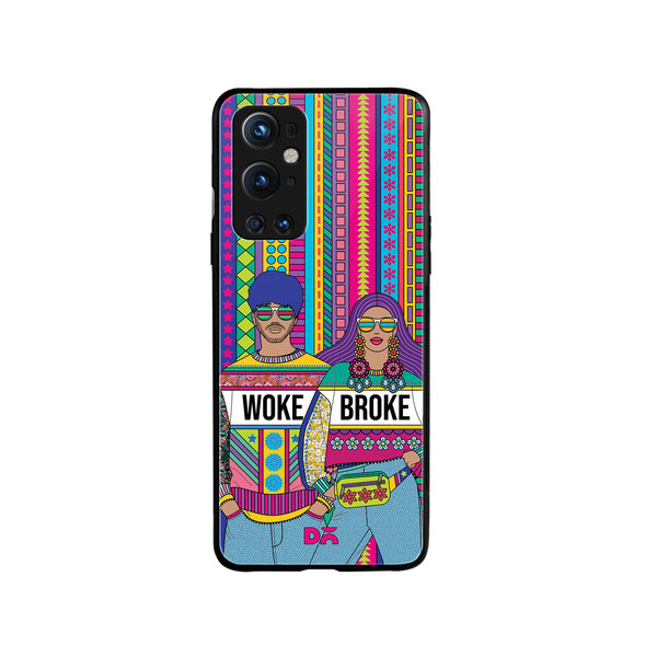 

DailyObjects Woke Broke Couple Glass Case Cover For OnePlus 9 Pro