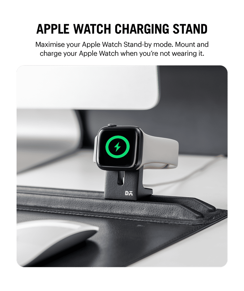 Black Snap On Organiser Desk Mat with Cable Holder Apple Watch