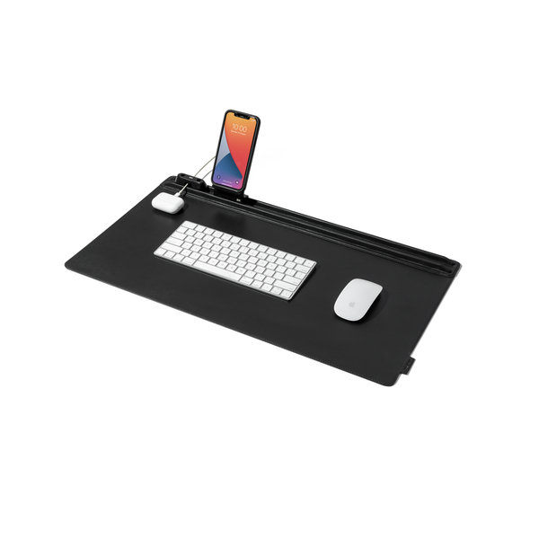 

Black Snap On Organiser Desk Mat with Cable Holder + Phone Mount