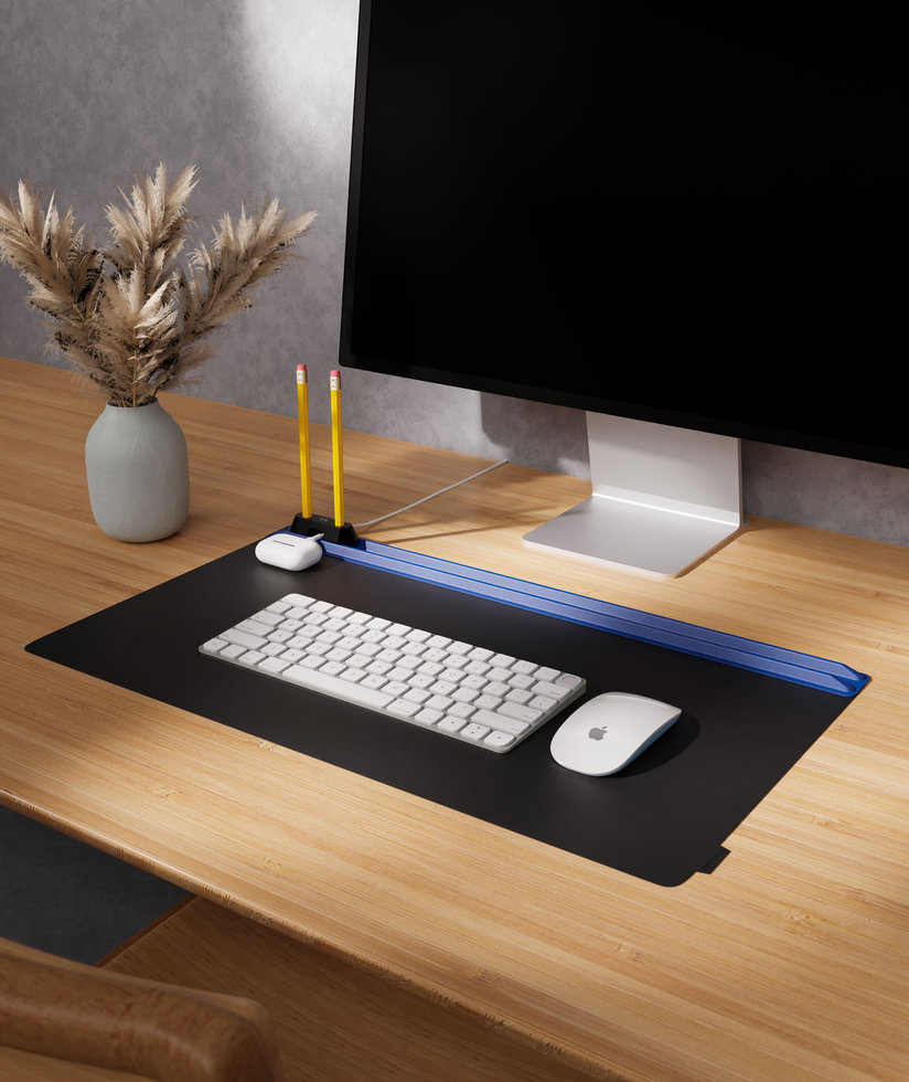 Blue-Black Snap On Organiser Desk Mat with Cable Holder Buy At