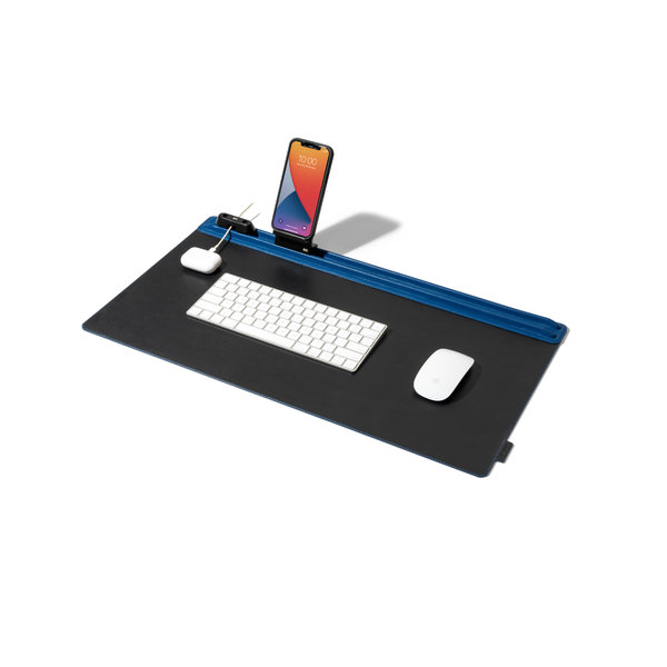 

Blue-Black Snap On Organiser Desk Mat with Cable Holder + Phone Mount