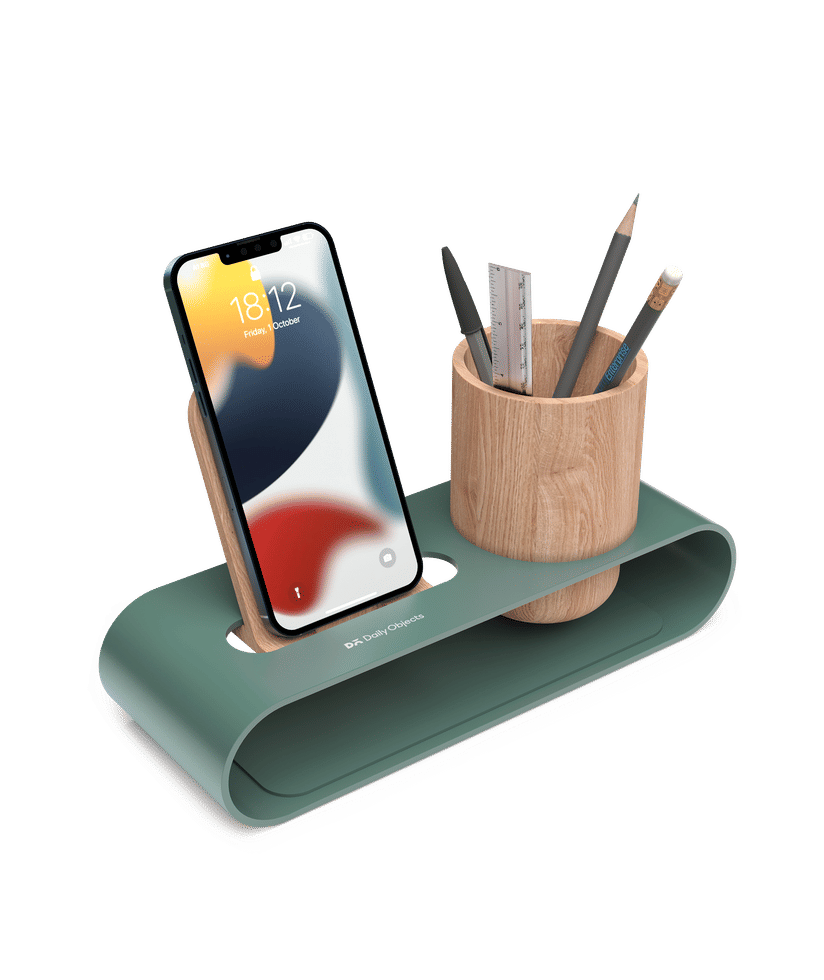 Cirque Phone and Pen Stand (Green) Buy At DailyObjects - Main Image