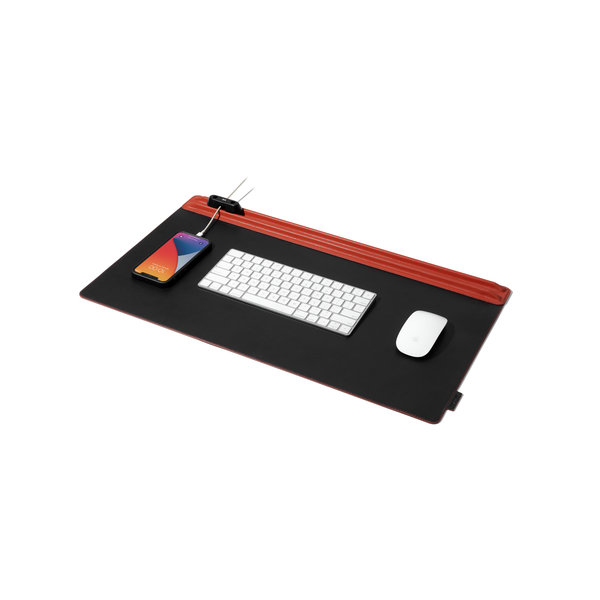 

Red-Black Snap On Organiser Desk Mat with Cable Holder