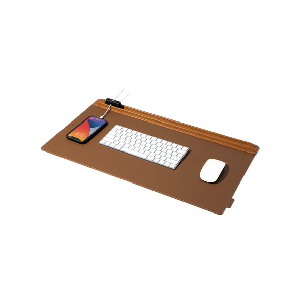 

Tan-Brown Snap On Organiser Desk Mat with Cable Holder