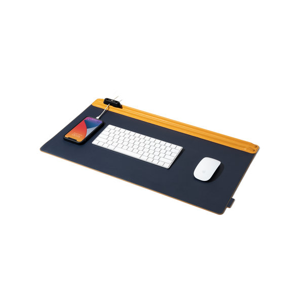 

Mustard-Blue Snap On Organiser Desk Mat with Cable Holder