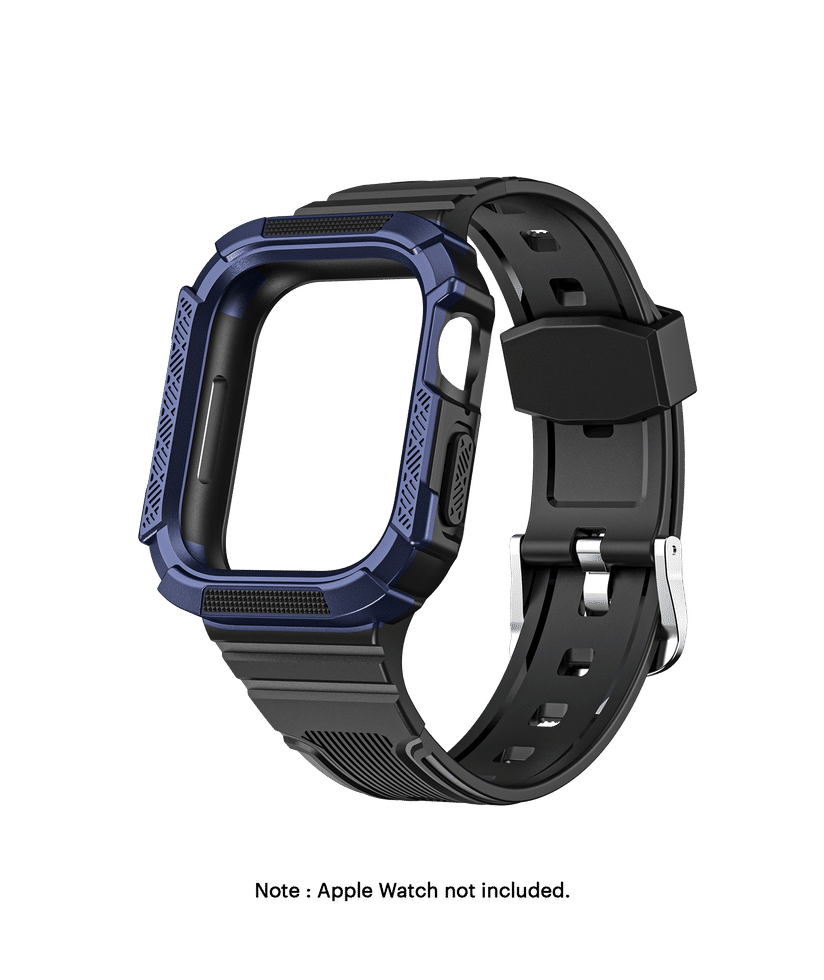 Black-Blue ActiveFit Apple WatchBand with Protective Bumper Case (41mm)
