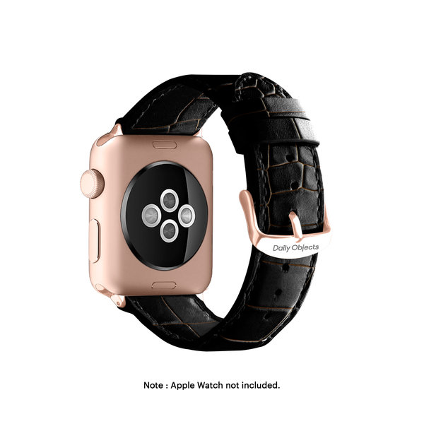 

Black Croco Leather Apple WatchBand (Gold 42/44/45/49mm)