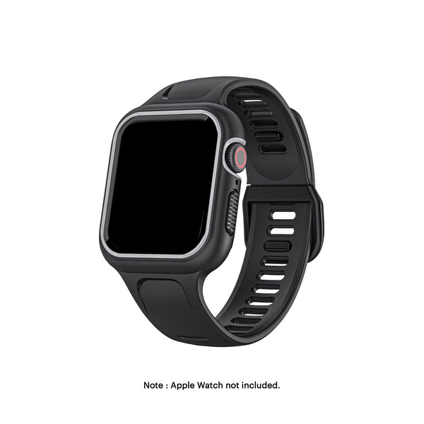 

Black-Gray Dual Lock Apple WatchBand with Protective Bumper Case (44mm)