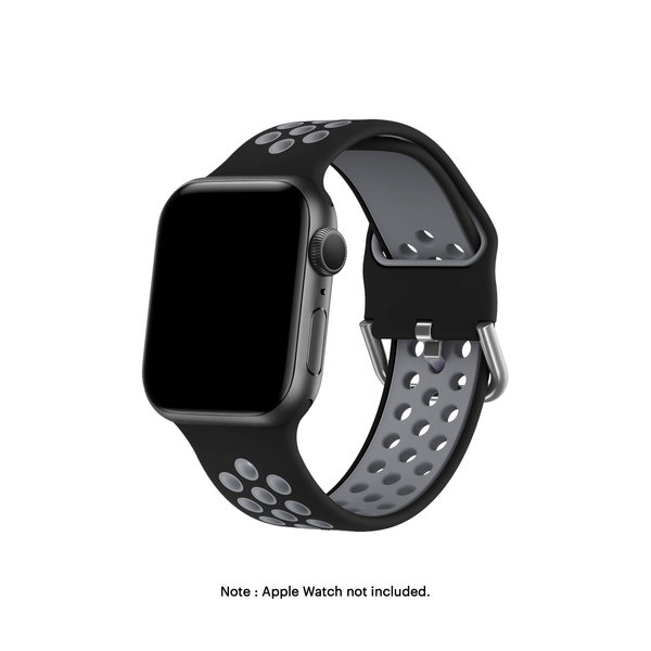 

Black-Gray Sports Silicone Apple WatchBand (Silver 38/40/41mm)