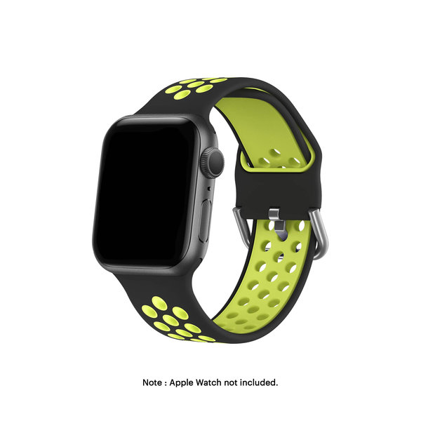 

Black-Lime Sports Silicone Apple WatchBand (Silver 42/44/45/49mm)
