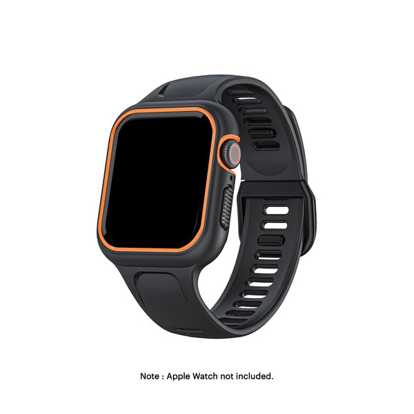 

Black-Orange Dual Lock Apple WatchBand with Protective Bumper Case (40mm)