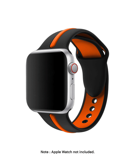 Black-Orange Two Tone Silicone Apple WatchBand (38/40/41mm)