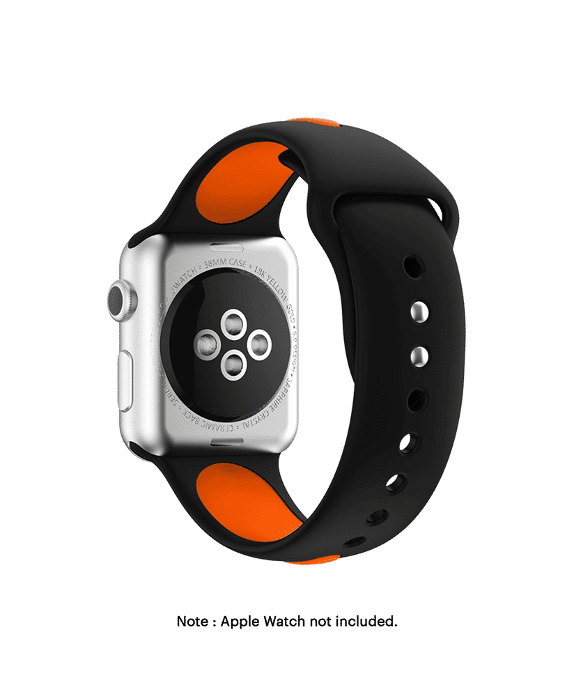 Black Orange Two Tone Silicone Apple WatchBand 42 44 45mm Buy At