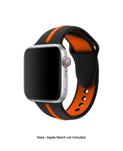 Black-Orange Two Tone Silicone Apple WatchBand (42/44/45/49mm)
