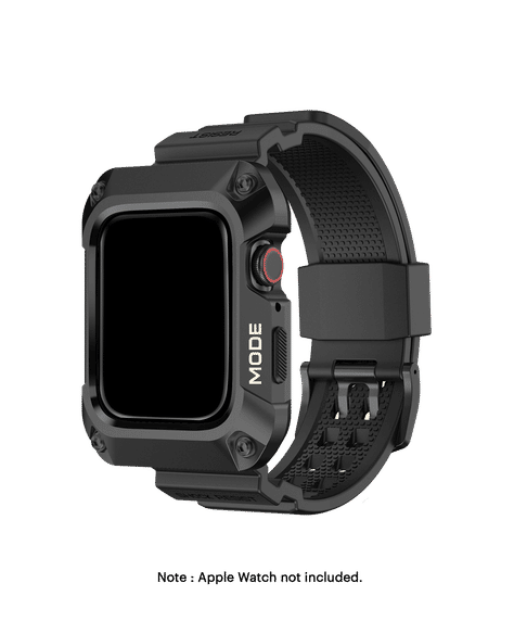 Black Rugged Series Apple WatchBand with Protective Bumper Case (44mm)