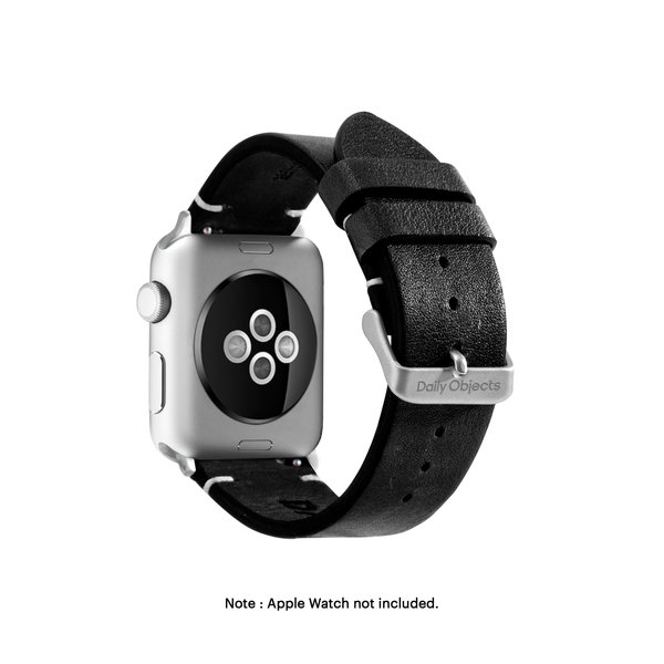 

Black Two-stitch Handmade Leather Apple WatchBand (Silver 38/40/41mm)