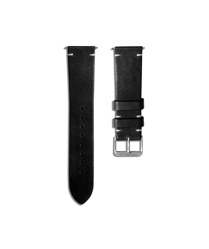 Black Two stitch Handmade Leather Universal WatchBand 22mm Buy At DailyObjects