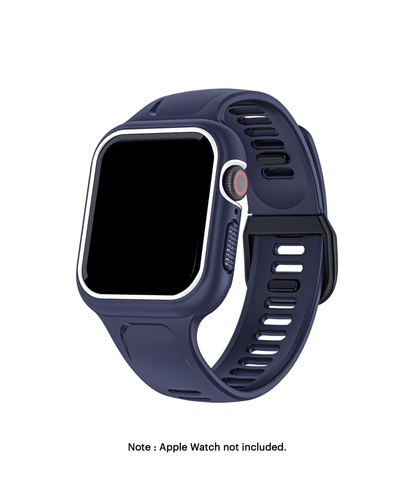Blue White Dual Lock Apple WatchBand with Protective Bumper Case 40mm Buy At DailyObjects