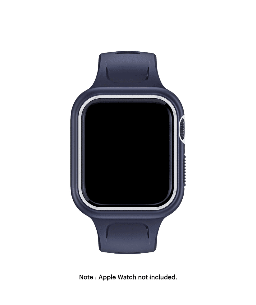 Blue White Dual Lock Apple WatchBand with Protective Bumper Case