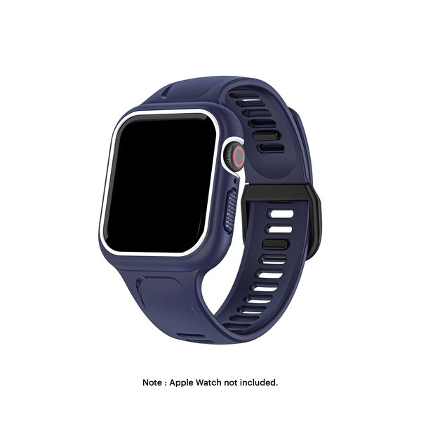 

Blue-White Dual Lock Apple WatchBand with Protective Bumper Case (44mm)