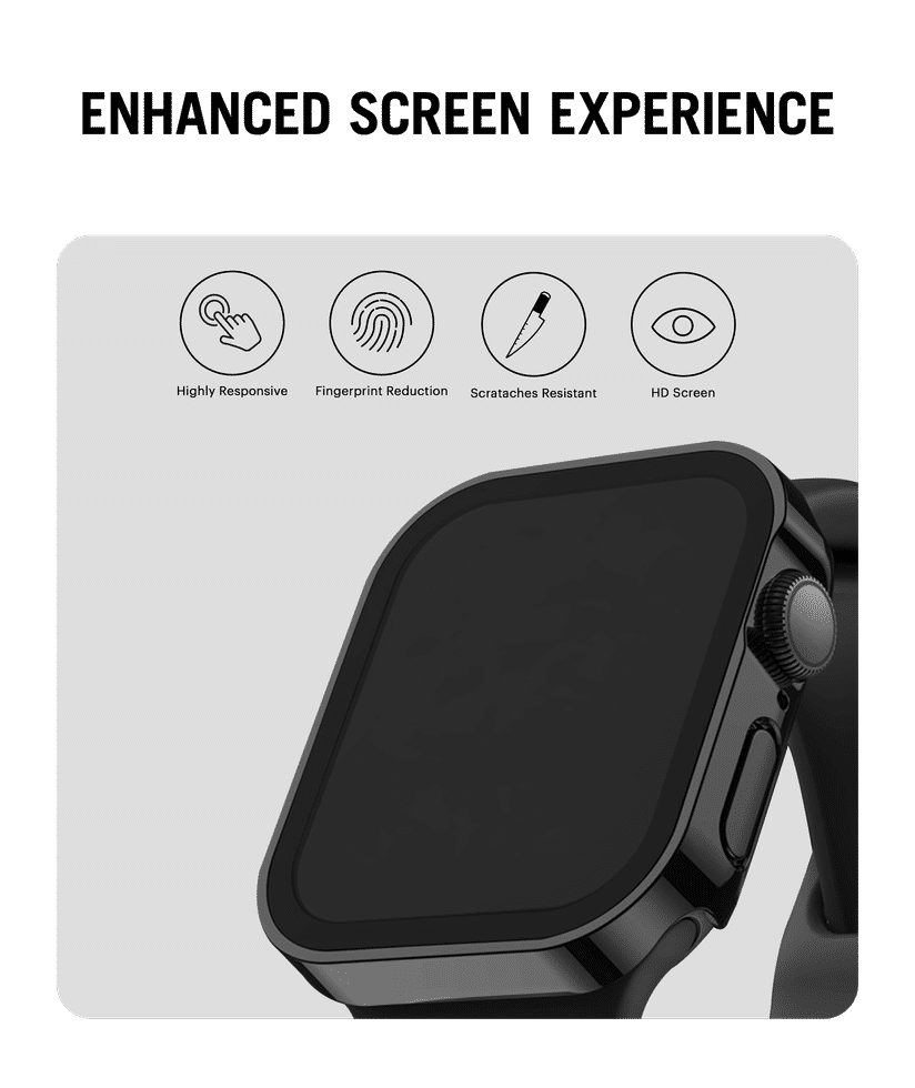 Clear Sleek Fit Apple Watch Series Case with Screen Protector