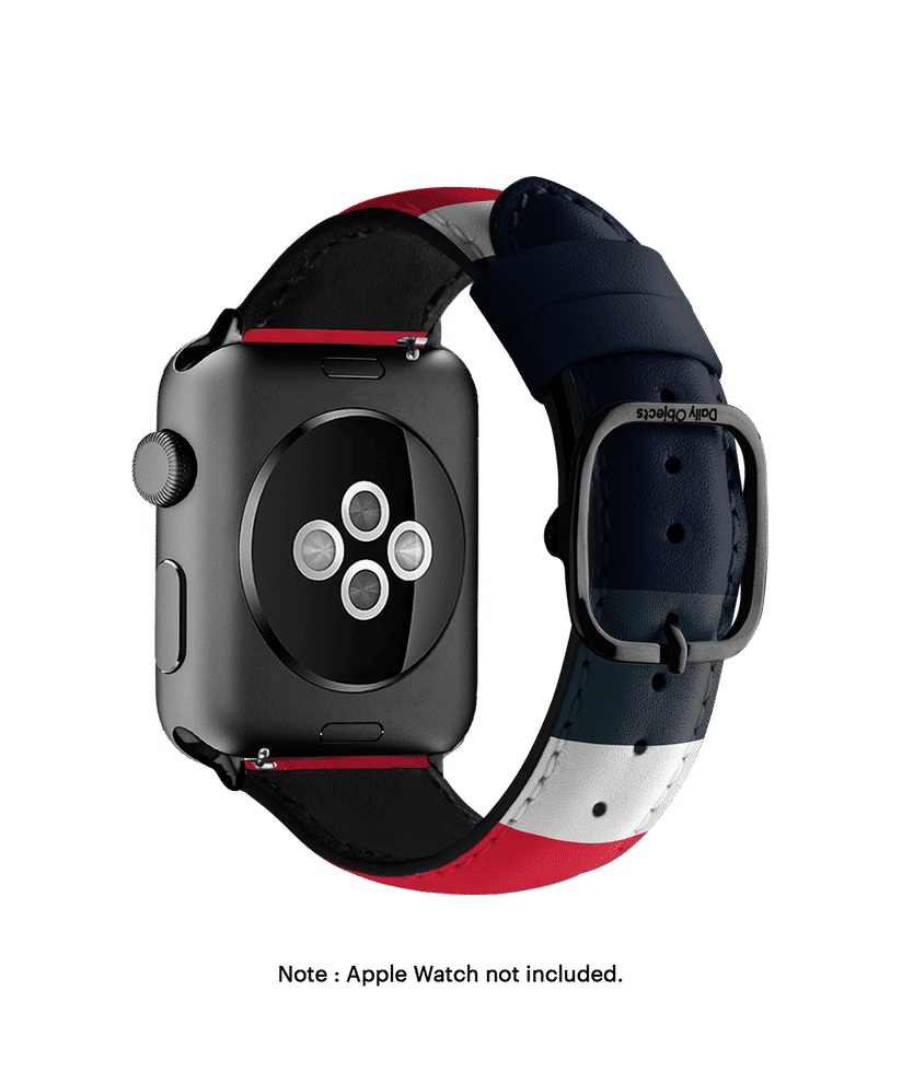 Deep Quad Leather Apple WatchBand Black 42 44mm DailyObjects