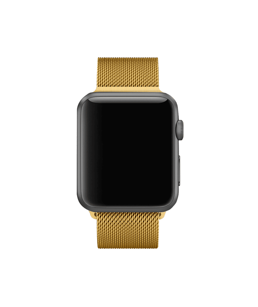 Black apple watch online with gold milanese loop