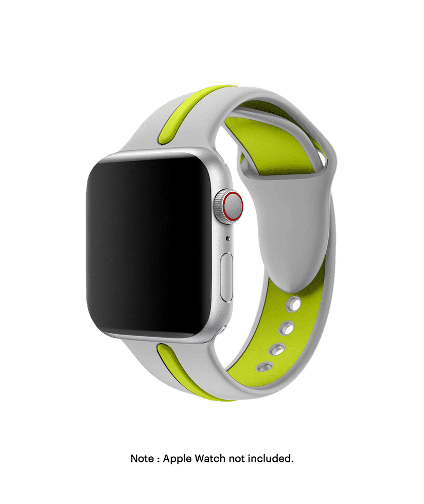 Gray-Lime Two Tone Silicone Apple WatchBand (42/44/45mm) Buy At 