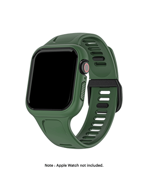 Green-Black Dual Lock Apple WatchBand with Protective Bumper Case (40mm)