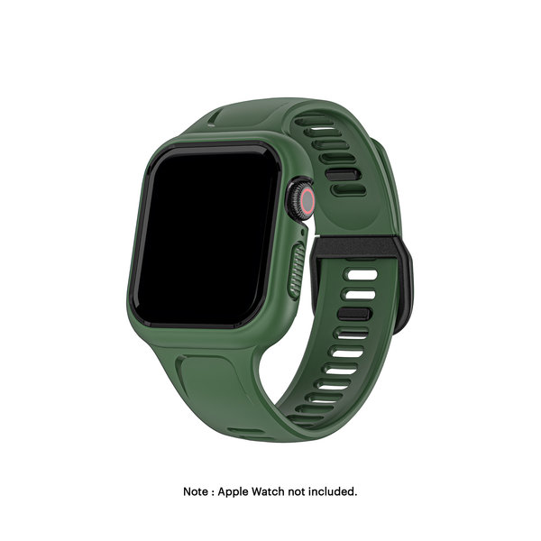 

Green-Black Dual Lock Apple WatchBand with Protective Bumper Case (40mm)