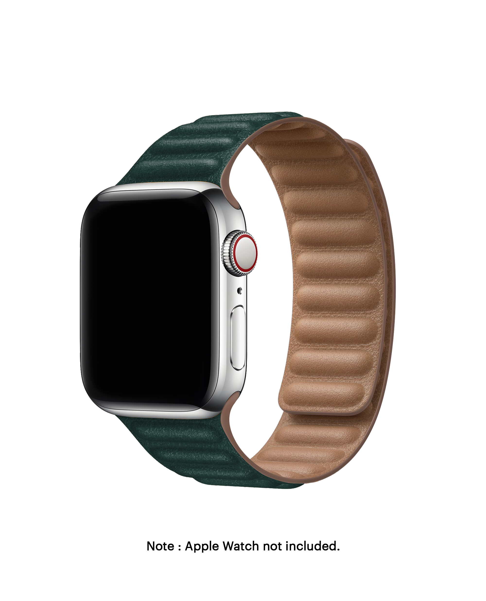 Green Poppy Leather Link Apple WatchBand (42/44/45/46/49/Series10/11 46mm)