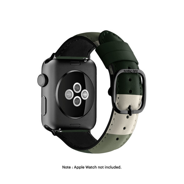 

Green Quad Leather Apple WatchBand (Black 38/40/41mm)