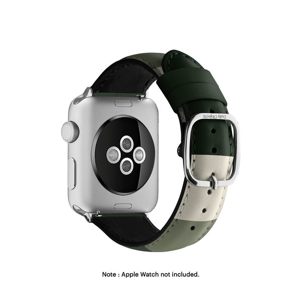 

Green Quad Leather Apple WatchBand (Silver 38/40/41mm)