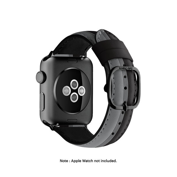 

Grey Black Pinstripes Leather Apple WatchBand (Black 38/40/41mm)