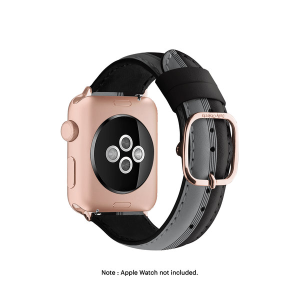 

Grey Black Pinstripes Leather Apple WatchBand (Gold 38/40/41mm)