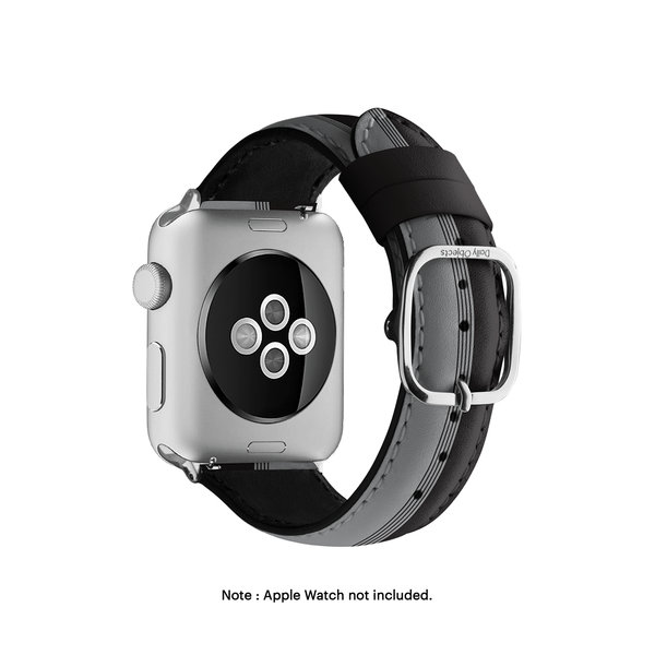 

Grey Black Pinstripes Leather Apple WatchBand (Silver 38/40/41mm)