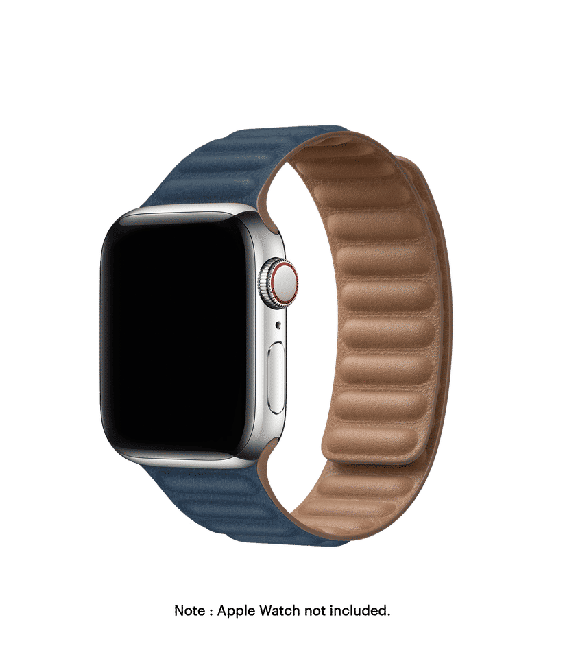 Midnight Blue Poppy Leather Link Apple WatchBand 42 44 45 49mm