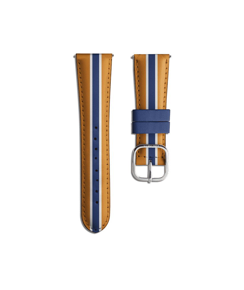 Mustard Racing Stripe Leather Universal WatchBand 22mm Buy At