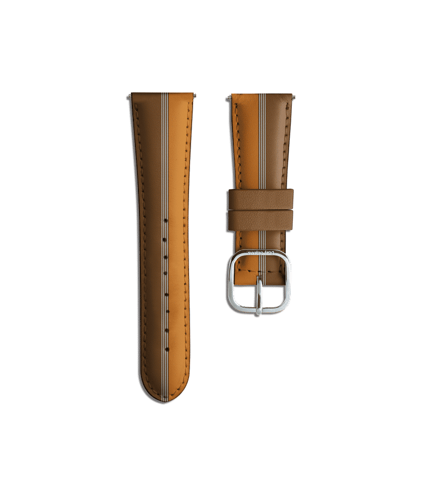 Orange Brown Pinstripes Leather Universal WatchBand 22mm Buy