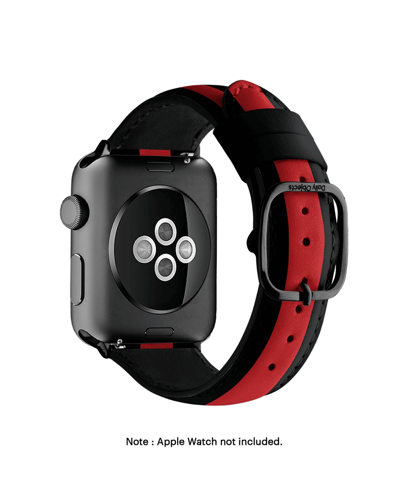 Racing Red Leather Apple WatchBand Black 42 44mm Buy At