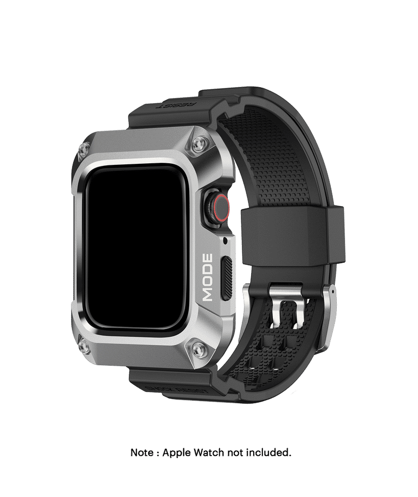 Silver Rugged Series Apple WatchBand with Protective Bumper