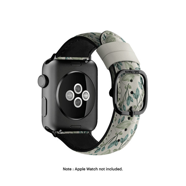 

Snowy Foliage Leather Apple WatchBand (Black 38/40/41mm)
