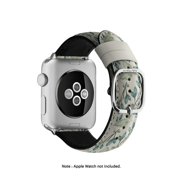 

Snowy Foliage Leather Apple WatchBand (Silver 42/44/45/49mm)