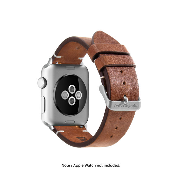 

Tan Two-stitch Handmade Leather Apple WatchBand (Silver 38/40/41mm)