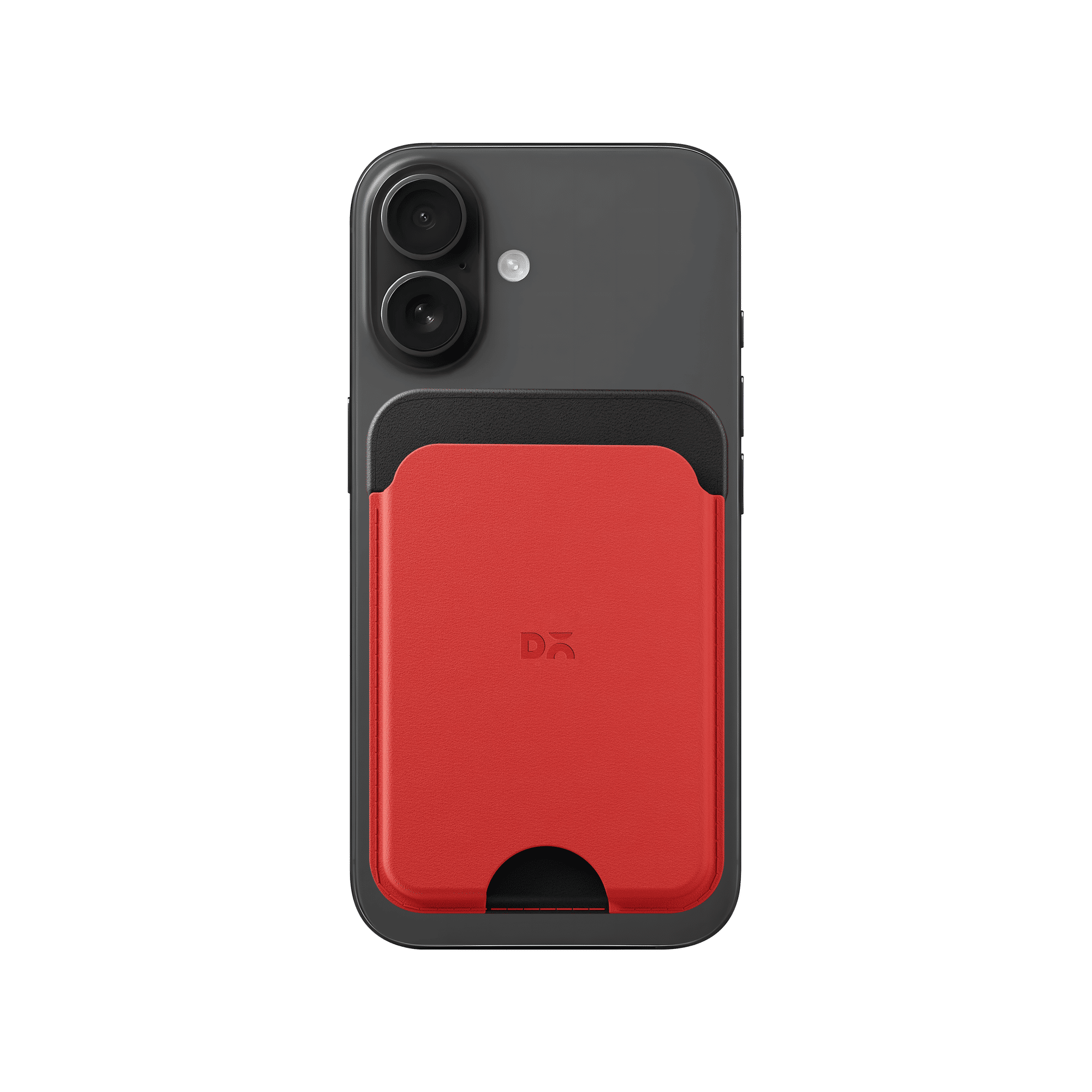 Crimson-Grey Leatherite MagSafe Card Wallet
