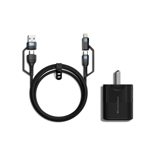 

DailyObjects SURGE™ PD GaN 33W Dual Port Charger & 4-in-1 Universal Braided Charging Cable Combo