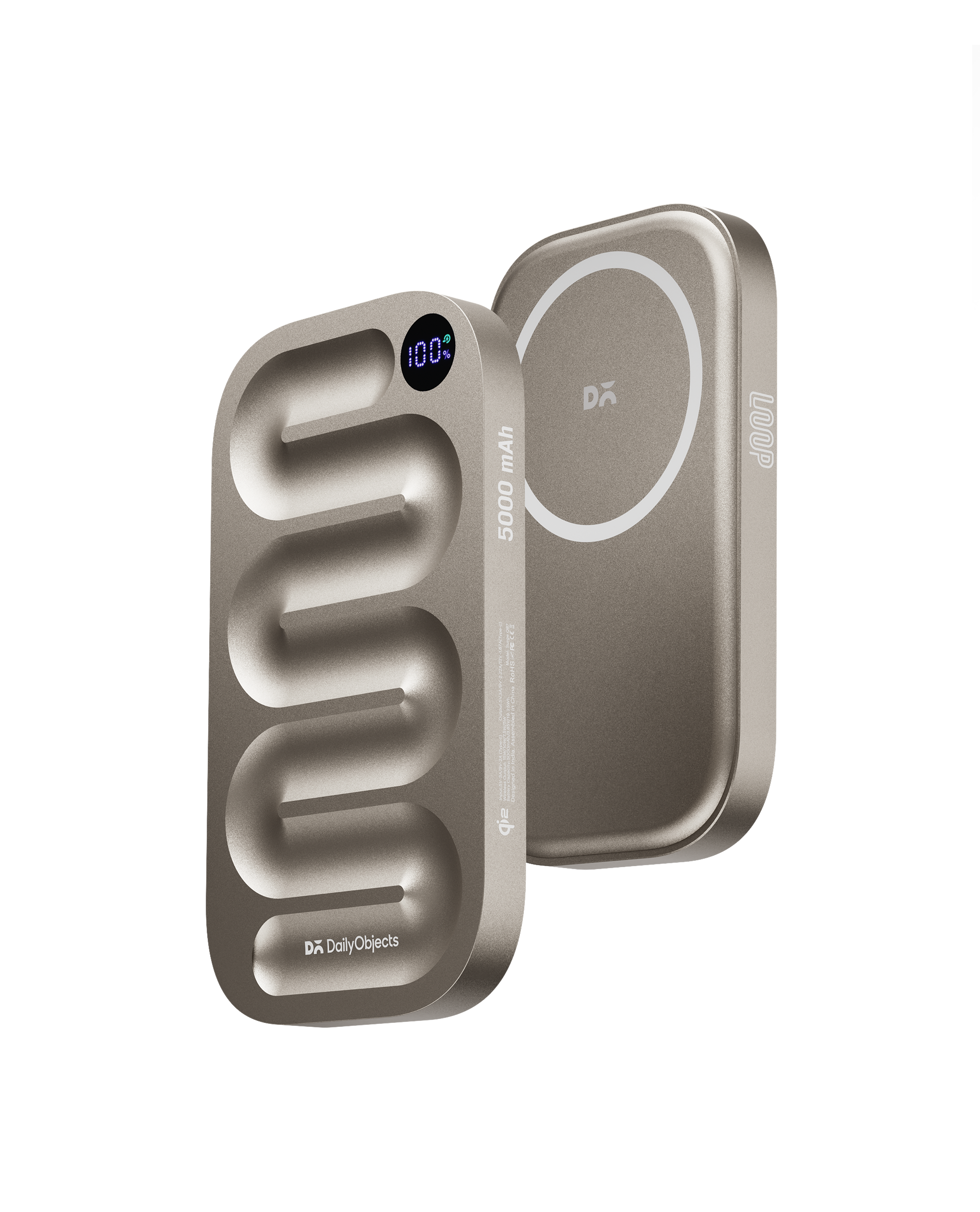 Loop Qi2-Certified MagSafe-Compatible Aluminium Power Bank 5000 mAh - Titanium