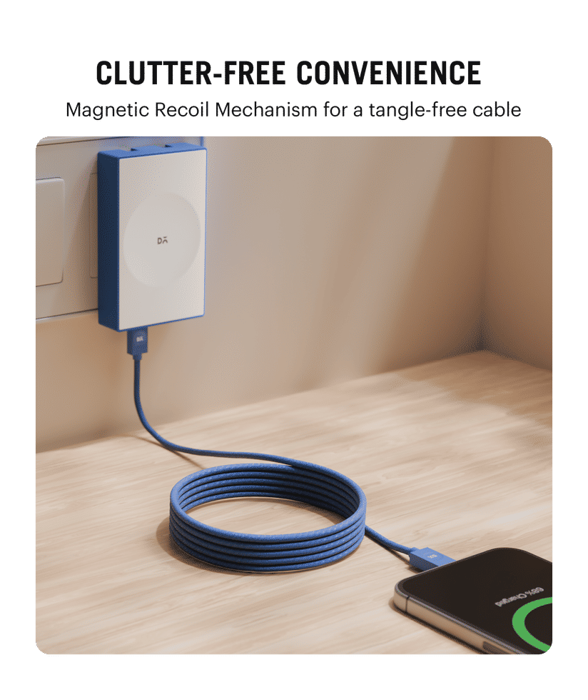 POP 100W Type-C Kevlar Core Magnetic Charging Cable Blue Buy At