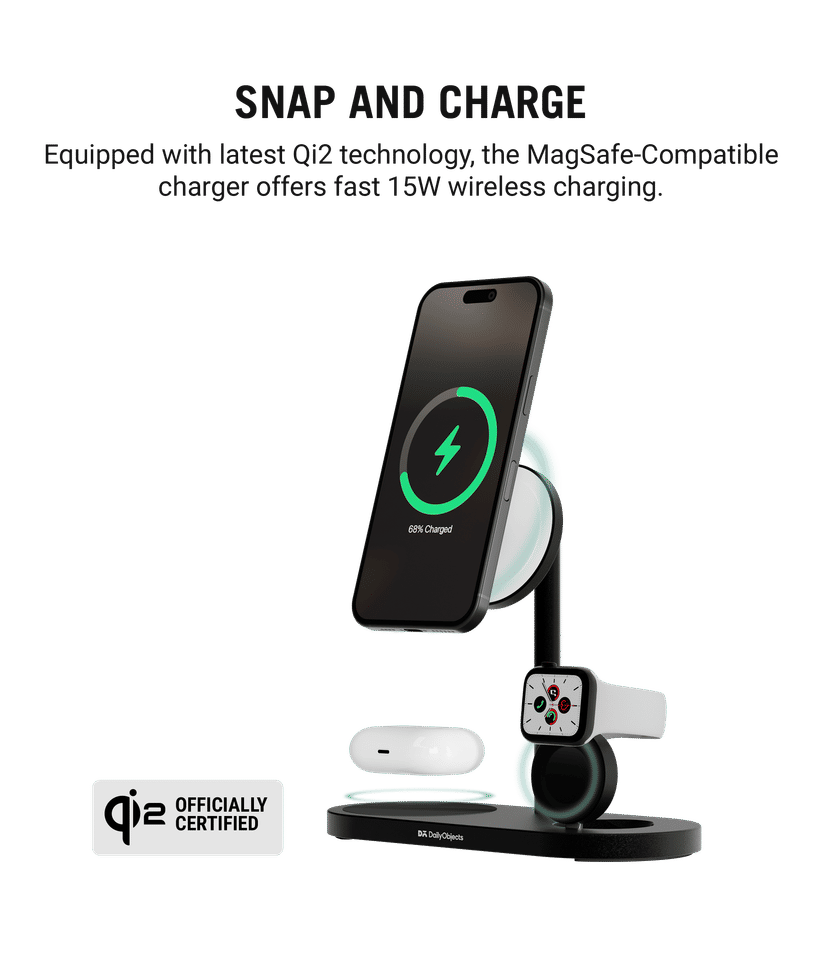 SURGE™ 3-In-1 Qi2-Certified Magsafe-Compatible Wireless Charger